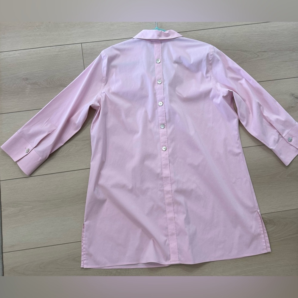 Foxcroft No Iron 3/4 Sleeve Tunic Pink Women's Button Down Top Blouse Size 12 - Picture 9 of 13